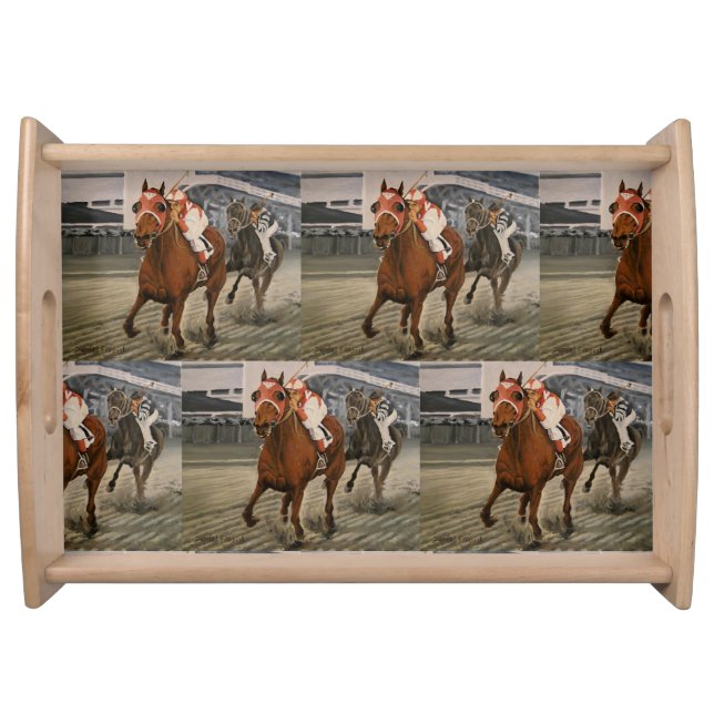 Beautiful Horse Delights Owners in Classic Race Serving Tray (Front)