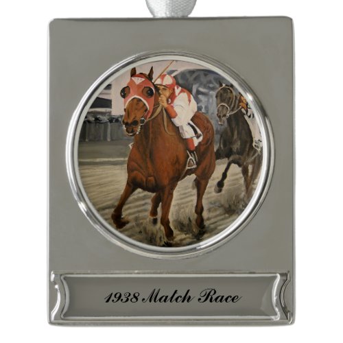 Beautiful Horse Delights Owners in Classic Race Silver Plated Banner Ornament