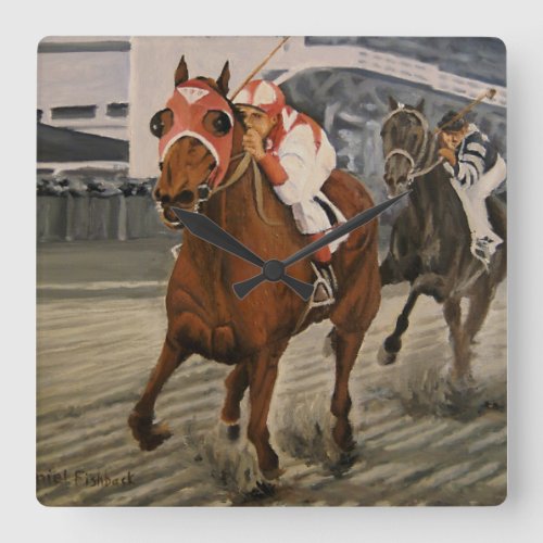 Beautiful Horse Delights Owners in Classic Race Square Wall Clock