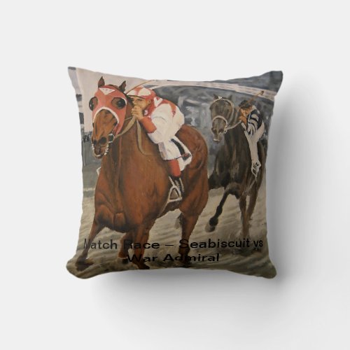 Beautiful Horse Delights Owners in Classic Race Throw Pillow