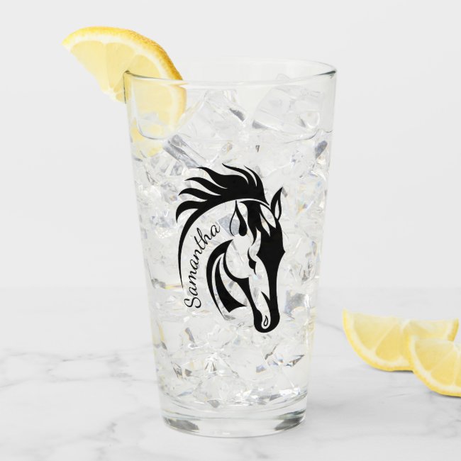Beautiful Horse Design Drinking Glass