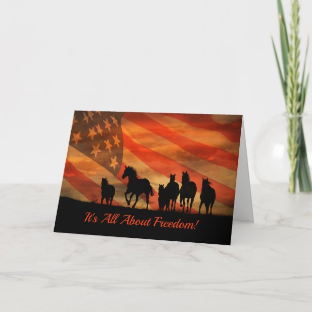 Beautiful Horse Freedom Fourth of July Card (Front)