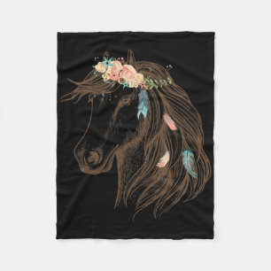 Beautiful Horse Hand Drawn Art For Animal Lovers Fleece Blanket