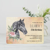 Beautiful Horse Head in Watercolor Birthday Invitation (Standing Front)