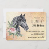 Beautiful Horse Head in Watercolor Birthday Invitation (Front)