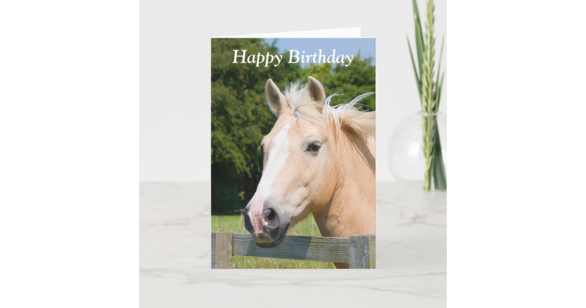Beautiful horse head palamino happy birthday card | Zazzle.com