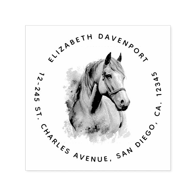 Beautiful Horse Head Portrait Address Self-inking Stamp (Design)
