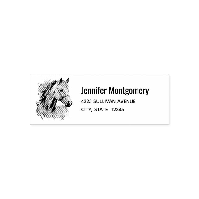 Beautiful Horse Head Portrait Address Self-inking Stamp (Design)
