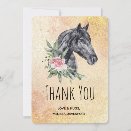 Beautiful Horse Head Portrait in Watercolor Thank You Card