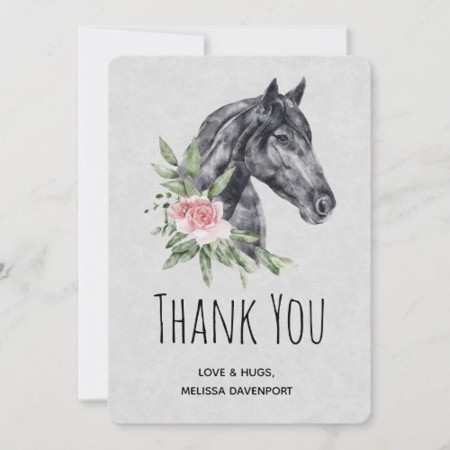 Beautiful Horse Head Portrait in Watercolor Thank You Card