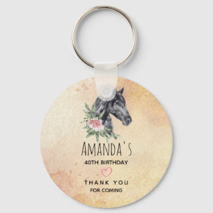 Beautiful Horse Head Portrait Watercolor Birthday Keychain