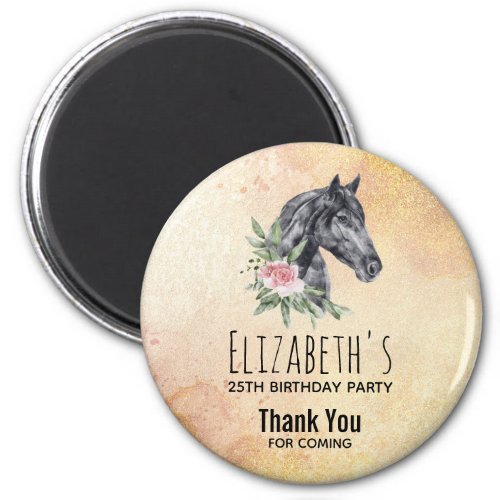 Beautiful Horse Head Portrait Watercolor Birthday Magnet