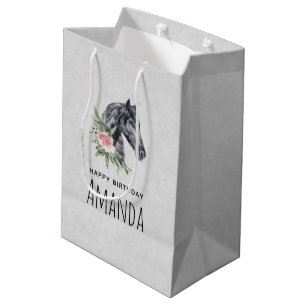 Beautiful Horse Head Portrait Watercolor Birthday Medium Gift Bag