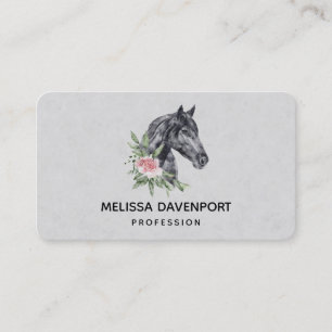 Beautiful Horse Head Portrait Watercolor Business  Business Card