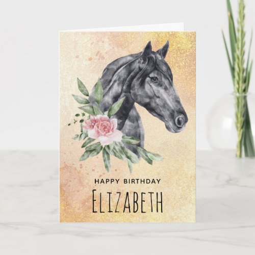 Beautiful Horse Head Portrait Watercolor Card