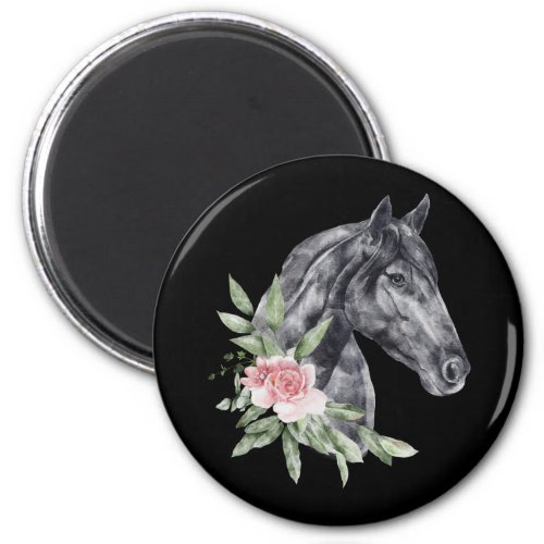 Beautiful Horse Head Portrait Watercolor Magnet