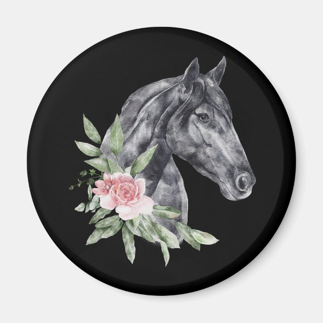 Beautiful Horse Head Portrait Watercolor Magnet (Front)