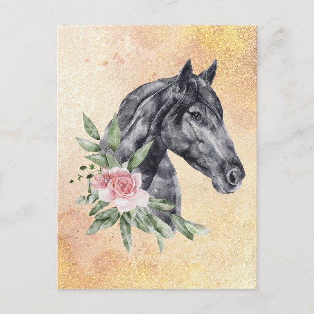 Beautiful Horse Head Portrait Watercolor Postcard (Front)