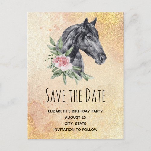 Beautiful Horse Head Watercolor Save the Date Invitation Postcard