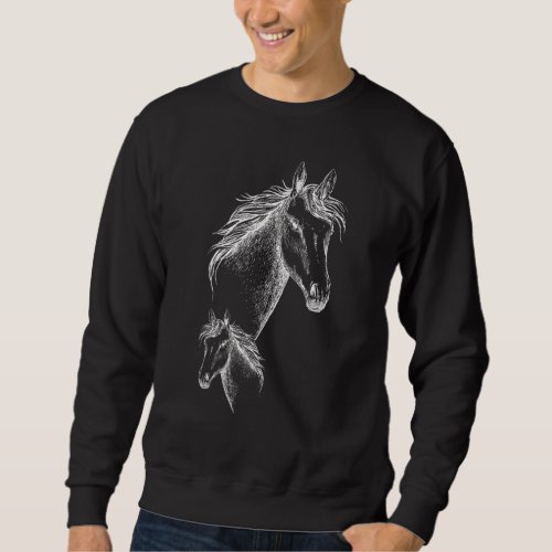 Beautiful Horse Head With Mane Girls Riding Horses Sweatshirt