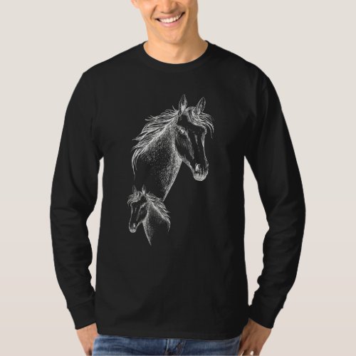 Beautiful Horse Head With Mane Girls Riding Horses T_Shirt