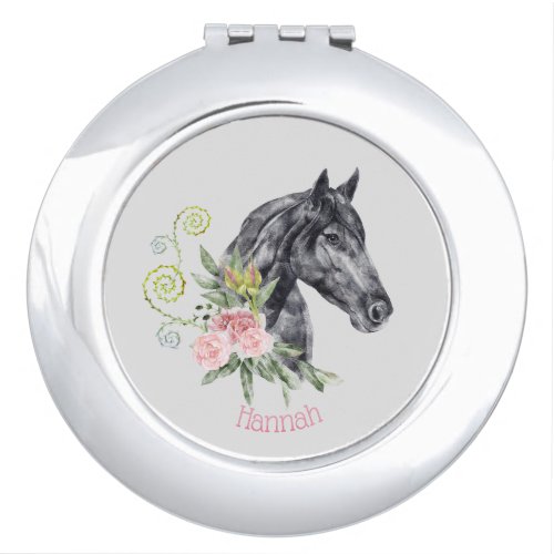 Beautiful Horse Illustration Personalized Compact Mirror