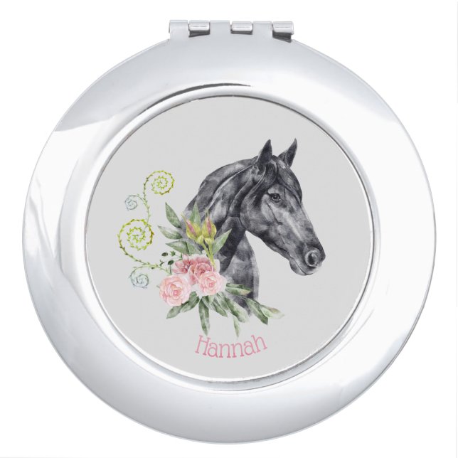Beautiful Horse Illustration Personalized Compact Mirror (Front)