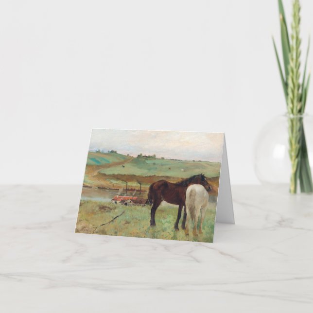 Beautiful Horse in a Meadow Degas Birthday Card (Front)