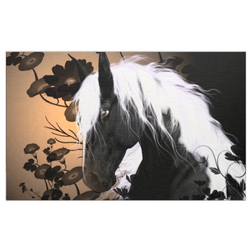 Beautiful horse in black and white fabric