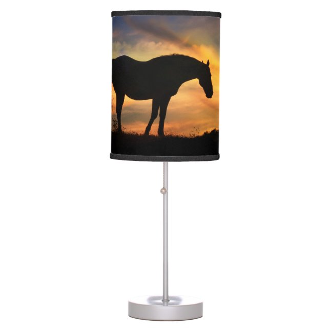 Beautiful Horse In Southwestern Sunrise Table Lamp (Front)