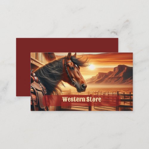 Beautiful Horse in the Desert at Sunset Business Card