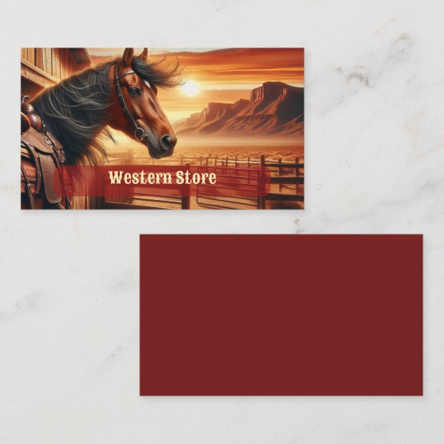 Beautiful Horse in the Desert at Sunset Business Card (Front/Back)