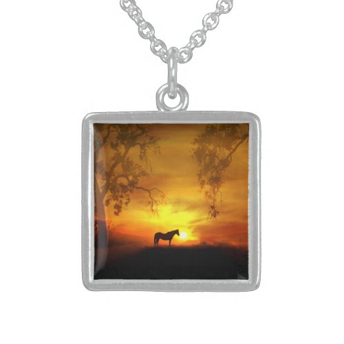 Beautiful Horse in the Sunrise Necklace