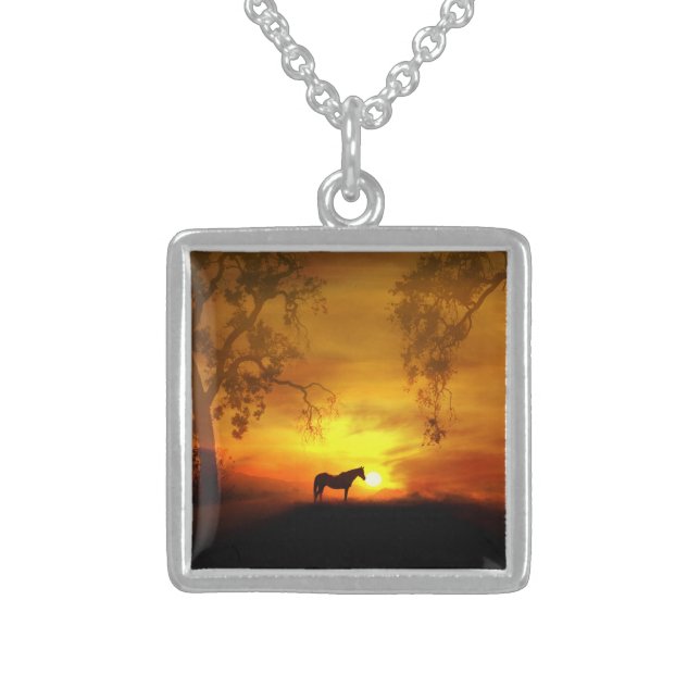 Beautiful Horse in the Sunrise Necklace (Front)