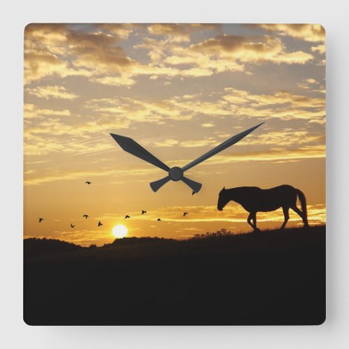 Beautiful Horse in the Sunset Clock