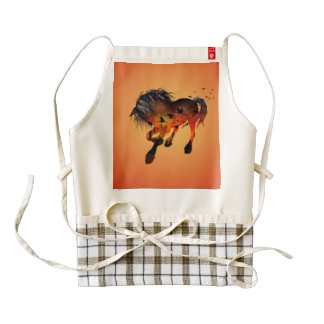 Beautiful horse in the sunset with birds zazzle HEART apron