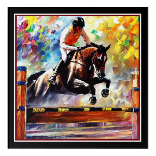 Beautiful Horse Jumping Digital Oil Painting Style Acrylic Print