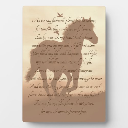 Beautiful Horse Memorial Poem Plaque