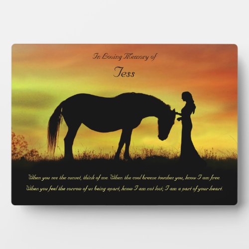 Beautiful Horse Memorial with Horses Name Plaque