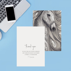Beautiful Horse Modern Script Birthday Flat Thank You Card