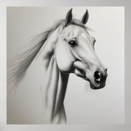 Beautiful horse Pencil drawing home office decor