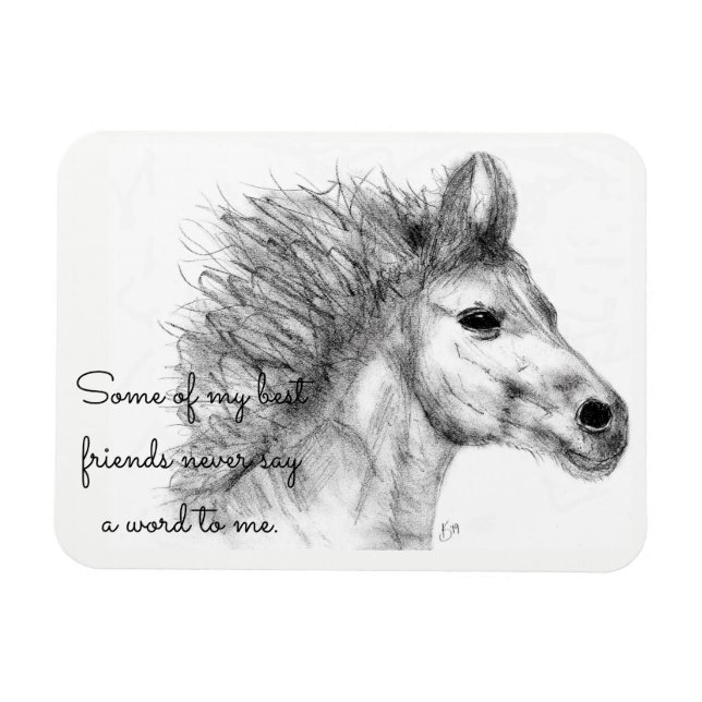 Beautiful Horse Pencil Sketch Magnet (Horizontal)