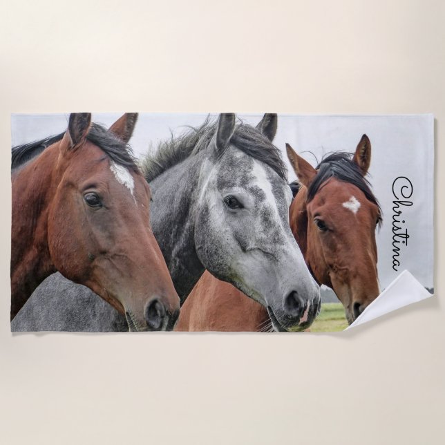 Beautiful Horse Personalized beach towel (Front)