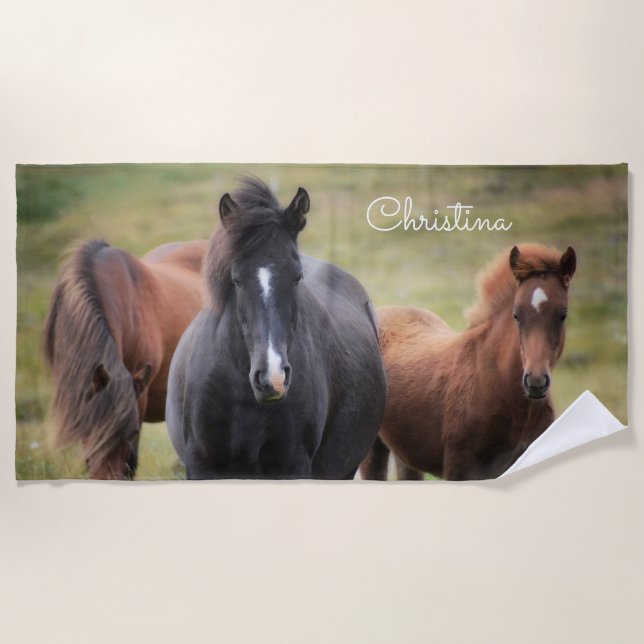 Beautiful Horse Personalized beach towel (Front)