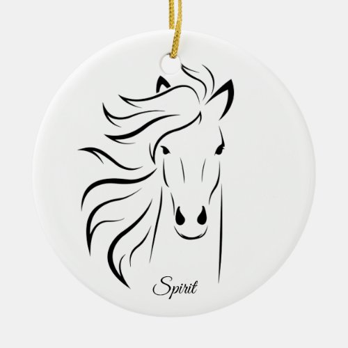 Beautiful horse silhouette  calligraphy on white ceramic ornament
