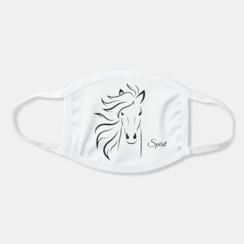 Beautiful horse silhouette  calligraphy on white face mask