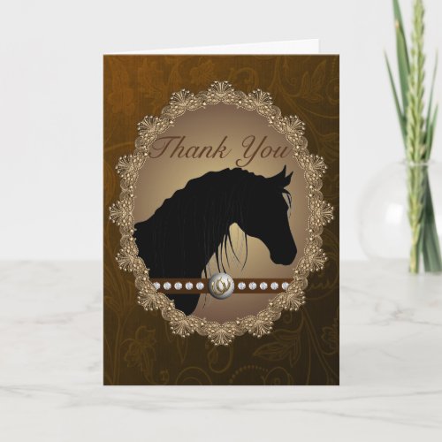 Beautiful Horse Silhouette Western Thank You Card