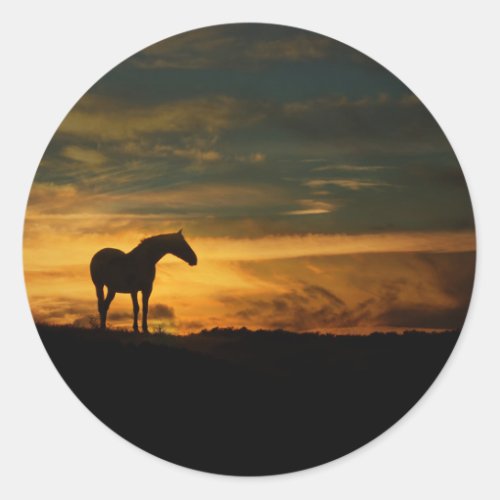 Beautiful Horse Silhouetted Classic Round Sticker