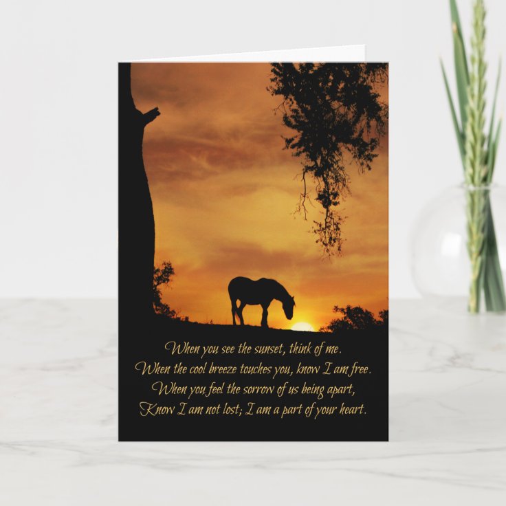 Beautiful Horse Sympathy Spiritual Poem Card | Zazzle