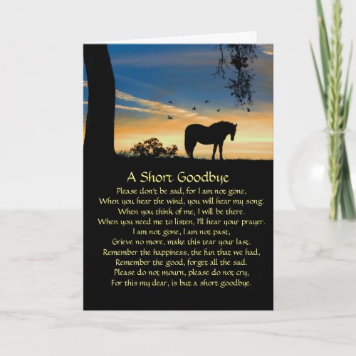 Beautiful Horse Sympathy with Spiritual Poem Card